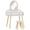Kinder Make up Tafel Set Kaptafel Met Kruk Spiegel Laden Kledingrekken Voor 3 8 Jaar 56 X 38 X 87,8 Cm Wit