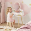Kinder Make up Tafel Set Kaptafel Met Kruk Spiegel Laden Kledingrekken Voor 3 8 Jaar 56 X 38 X 87,8 Cm Wit