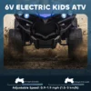 Kinder Quad Elektrisch 6V Kinderquad Met Vooruit , Achteruitfunctie, Muziek, LED Koplampen Blauw