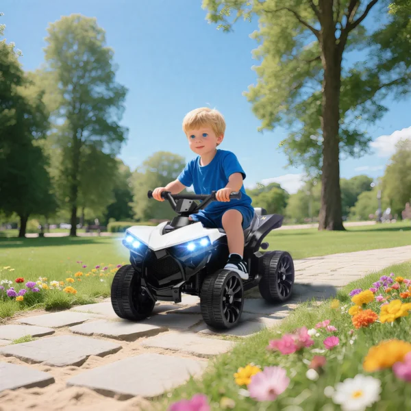 Kinder Quad Elektrisch 6V Kinderquad Met Vooruit , Achteruitfunctie, Muziek, LED Koplampen Wit