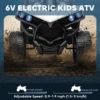 Kinder Quad Elektrisch 6V Kinderquad Met Vooruit , Achteruitfunctie, Muziek, LED Koplampen Wit