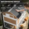 Kippenhok Met Ren, Nestkast, Uitschuifbaar Dienblad, Asfaltdak Voor 4 Kippen 200x104x145cm Hout Bruin