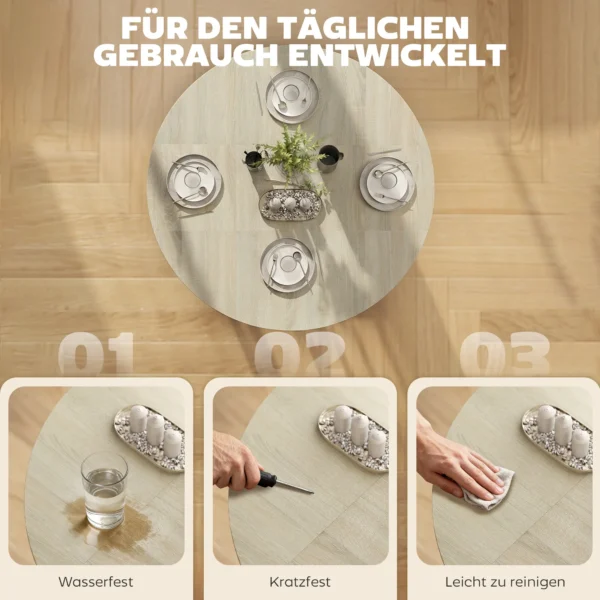 Klaptafel, Tafel Met Klapfunctie En Open Opbergruimte, Verrijdbare Keukentafel Voor Eetkamer, Kleine Ruimtes, Natuur