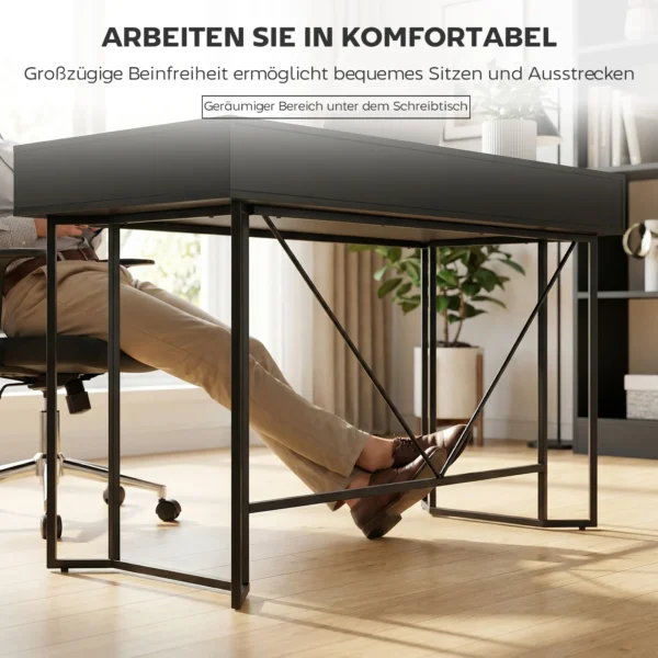 Kleine Computertafel Met 2 Lades, Bureau Met Groot Werkoppervlak 120 X 60 X 77 Cm Zwart