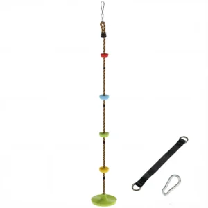 Klimtouw Schommel Boom Kinderschommel Met Platform Schijfschommel Zit Buitenspeelset Voor 3 8 Jaar Kinderen Groen