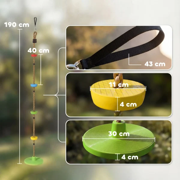 Klimtouw Schommel Boom Kinderschommel Met Platform Schijfschommel Zit Buitenspeelset Voor 3 8 Jaar Kinderen Groen