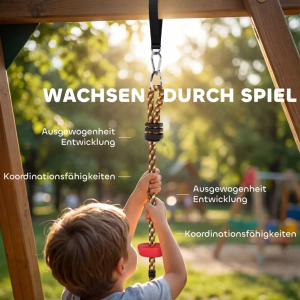 Klimtouw Schommel Boom Kinderschommel Met Platform Schijfschommel Zit Buitenspeelset Voor 3 8 Jaar Kinderen Groen