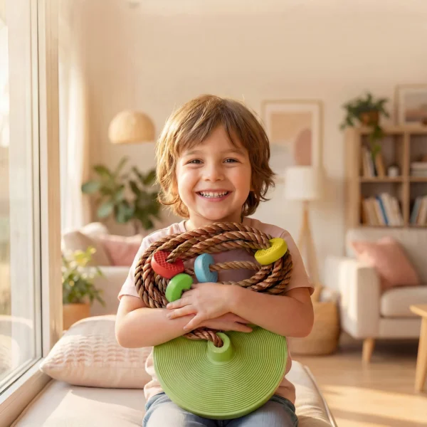 Klimtouw Schommel Boom Kinderschommel Met Platform Schijfschommel Zit Buitenspeelset Voor 3 8 Jaar Kinderen Groen