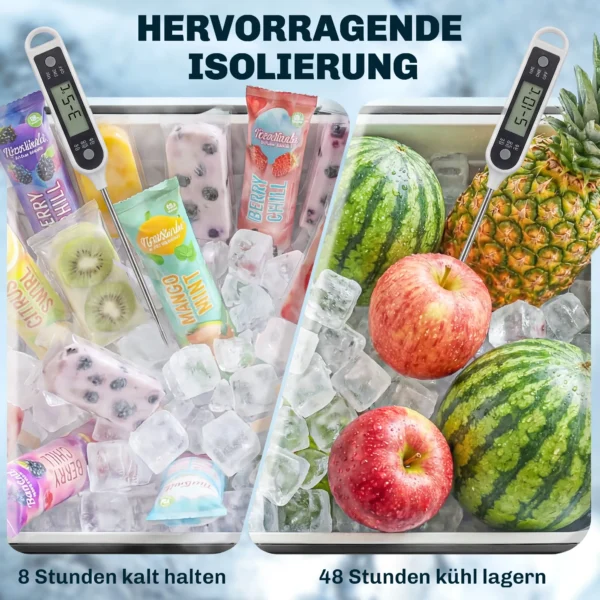 Koelwagen Met Opbergruimte, Afvoer, Wielen En Zwart Ontwerp