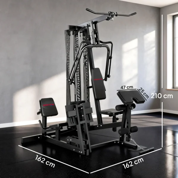 Kraftstation Fitnessstation Met Latzug Butterflystang 65kg Gewichten Touw Tot 120kg