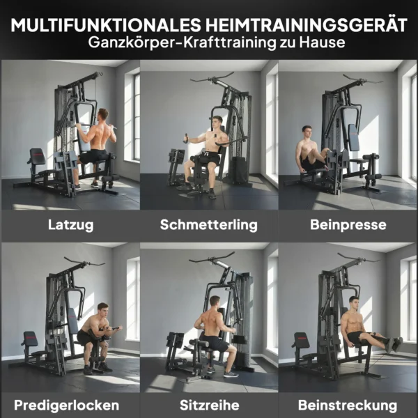 Kraftstation Fitnessstation Met Latzug Butterflystang 65kg Gewichten Touw Tot 120kg