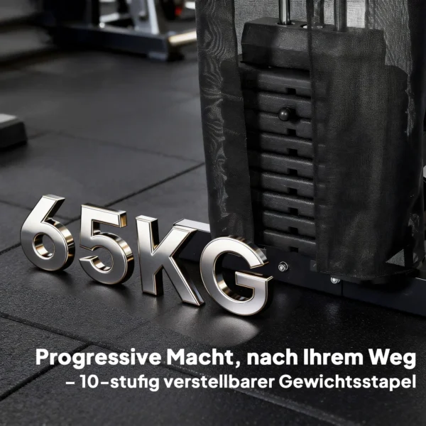Kraftstation Fitnessstation Met Latzug Butterflystang 65kg Gewichten Touw Tot 120kg