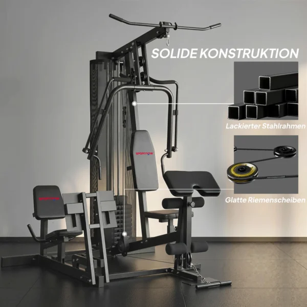 Kraftstation Fitnessstation Met Latzug Butterflystang 65kg Gewichten Touw Tot 120kg