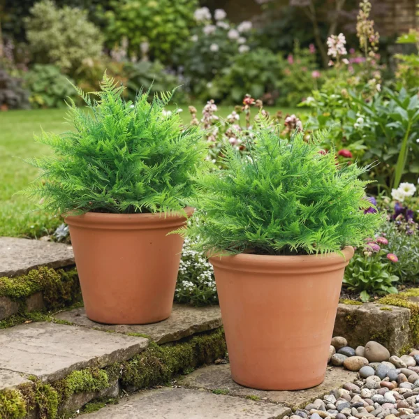 Kunstmatige Boston Varen Struiken UV bestendig, Kunstplanten Met Stokken, Set Van 2, 60 Cm Voor Tuin, Veranda