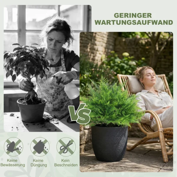 Kunstmatige Boston Varen Struiken UV bestendig, Kunstplanten Met Stokken, Set Van 2, 60 Cm Voor Tuin, Veranda