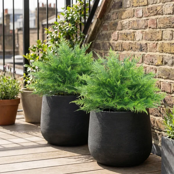 Kunstmatige Boston Varen Struiken UV bestendig, Kunstplanten Met Stokken, Set Van 2, 60 Cm Voor Tuin, Veranda