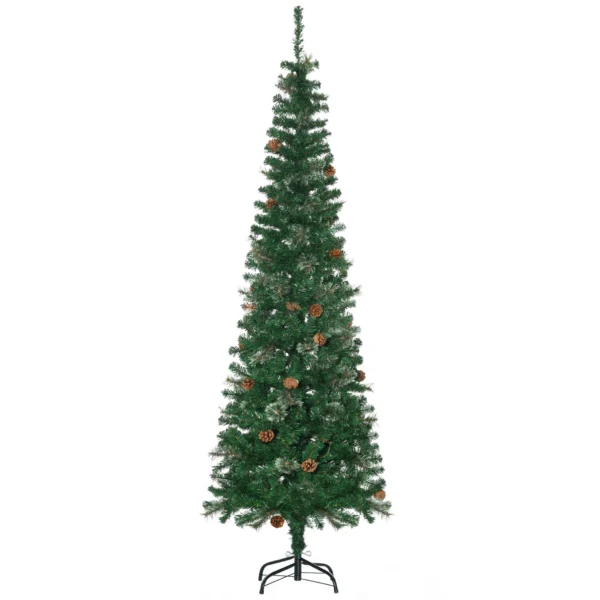 Kunstmatige Kerstboom, Slank, Dennenappels, Brandvertragend, 54 X 195 Cm, Groen
