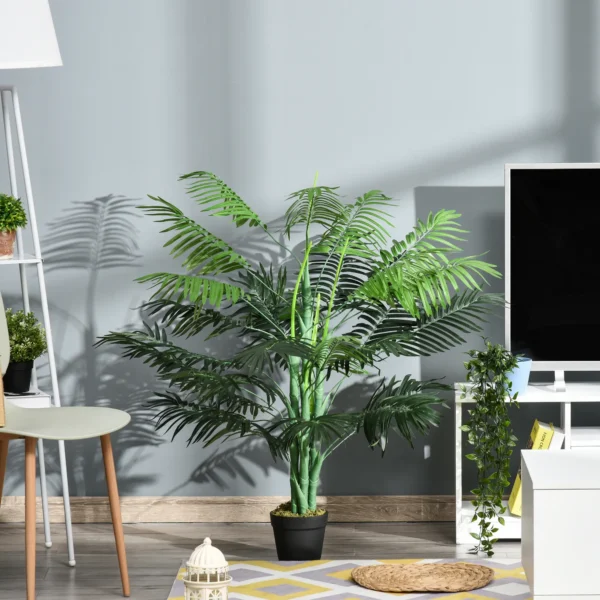 Kunstmatige Palm 125cm Groot Kunstplant Met 18 Palmbladeren In Pot Voor Woonkamer Balkon