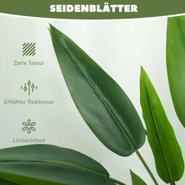 Kunstplant, Kunstmatige Plant, Cementpot, 18 Bladeren, Kunststof, Groen