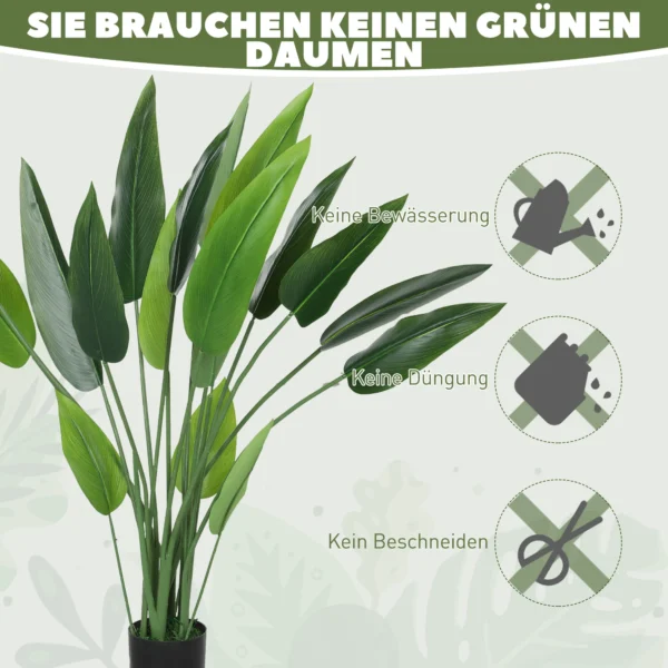 Kunstplant, Kunstmatige Plant, Cementpot, 18 Bladeren, Kunststof, Groen