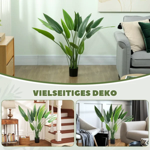 Kunstplant, Kunstmatige Plant, Cementpot, 18 Bladeren, Kunststof, Groen