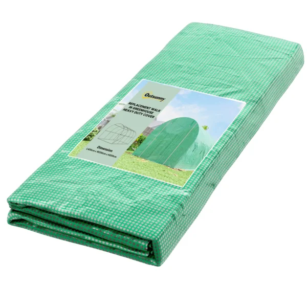 Kweekkasfolie 4 X 2 M, Waterdichte Tuinfolie Met Deur, 8 Ramen, UV bescherming, Scheurbestendig Polyethyleen Groen