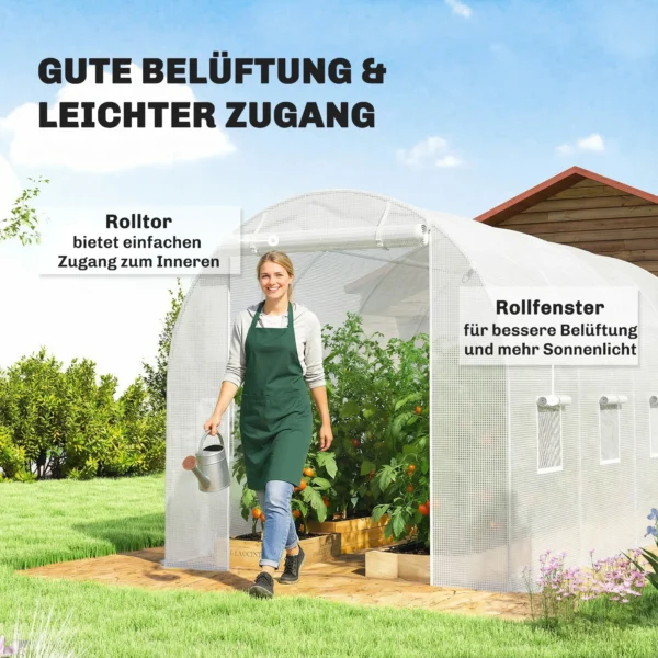 Kweekkasfolie 4 X 2 M, Waterdichte Tuinfolie Met Deur, 8 Ramen, UV bescherming, Scheurbestendig Polyethyleen Wit