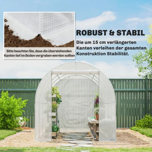 Kweekkasfolie 4 X 2 M, Waterdichte Tuinfolie Met Deur, 8 Ramen, UV bescherming, Scheurbestendig Polyethyleen Wit