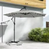 LED Parasol Op Zonne energie Ca. Ø300 Cm Draaibaar Zonnescherm Met Kruk Stand En Beschermhoes Lichtgrijs