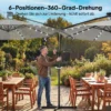 LED Parasol Op Zonne energie Ca. Ø300 Cm Draaibaar Zonnescherm Met Kruk Stand En Beschermhoes Lichtgrijs