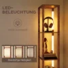 LED staande Lamp Met Planken, Instelbare Helderheid, Voetschakelaar Voor Slaapkamer, Rustiek Bruin