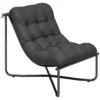 Lounge Stoel Outdoor Ergonomische Tuinstoel Met Huidvriendelijk Kussen Brede Zit Stalen Frame Donkergrijs