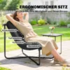 Lounge Stoel Outdoor Ergonomische Tuinstoel Met Huidvriendelijk Kussen Brede Zit Stalen Frame Donkergrijs