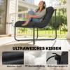 Lounge Stoel Outdoor Ergonomische Tuinstoel Met Huidvriendelijk Kussen Brede Zit Stalen Frame Donkergrijs