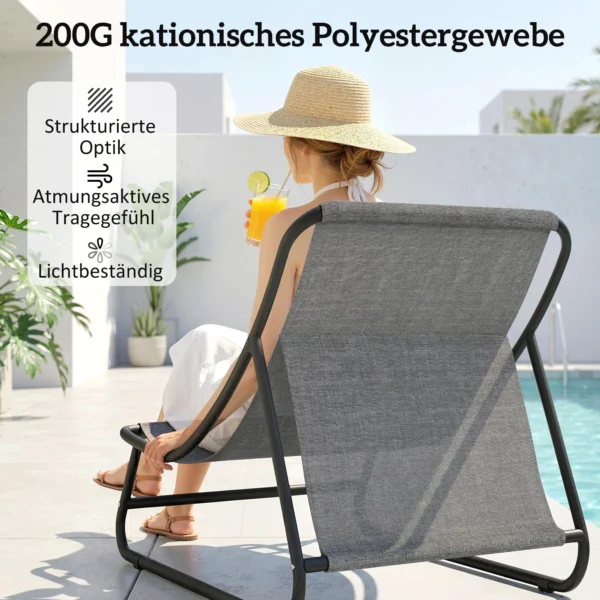 Loungestoel Outdoor Balkonstoel Met Voetenbank 13 Cm Dikke Kussen Antislip Voeten Donkergrijs