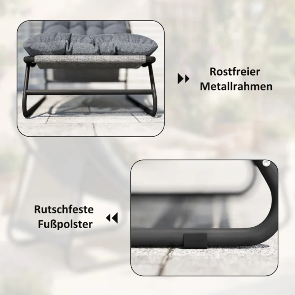 Loungestoel Outdoor Balkonstoel Met Voetenbank 13 Cm Dikke Kussen Antislip Voeten Donkergrijs