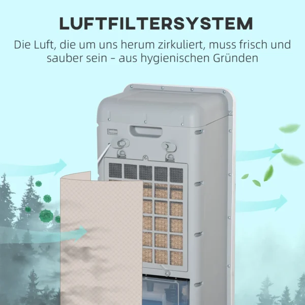 Luchtkoeler Met Waterkoeling Afstandsbediening 3 Modi, 3 Snelheden, 12 Uur Timer, LED display, 38x35x81 Cm Wit