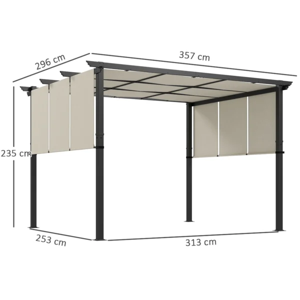Markies Zonwering. Pergola, Weerbestendig, Incl. Bevestigingsmateriaal, 3 X 3,5 M, Beige