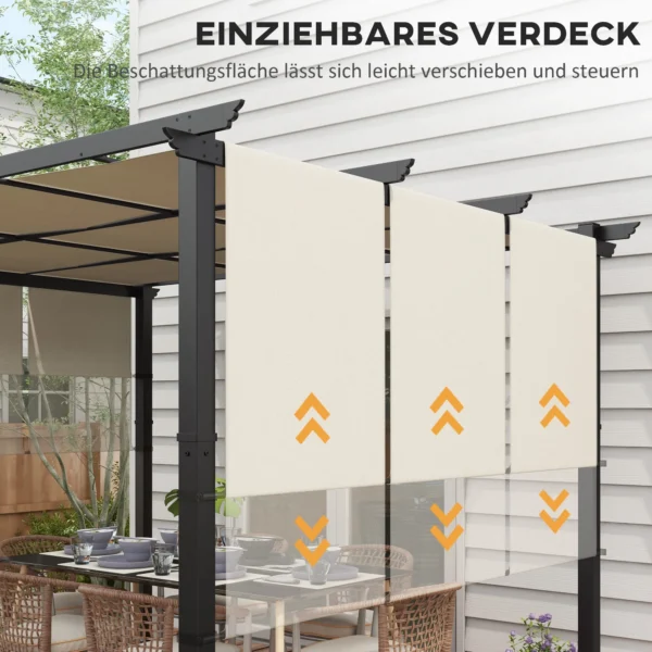 Markies Zonwering. Pergola, Weerbestendig, Incl. Bevestigingsmateriaal, 3 X 3,5 M, Beige