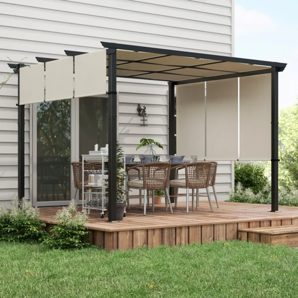 Markies Zonwering. Pergola, Weerbestendig, Incl. Bevestigingsmateriaal, 3 X 3,5 M, Beige