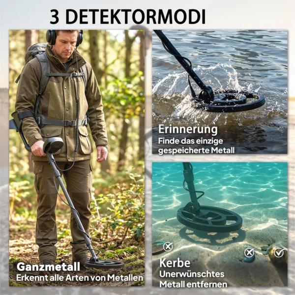 Metaaldetector IP68 Waterdicht Metaalzoekapparaat Met 3 Modi Koptelefoon Schep Spoel LCD Display 7 Inch Detectiediepte