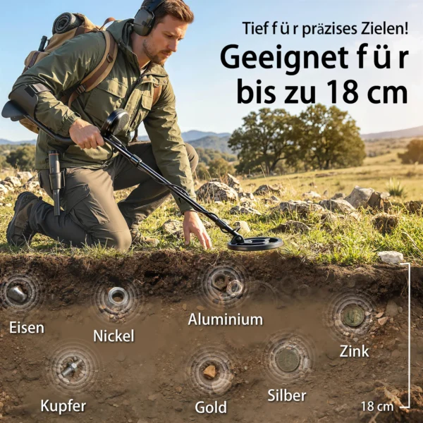 Metaaldetector IP68 Waterdicht Metaalzoekapparaat Met 3 Modi Koptelefoon Schep Spoel LCD Display 7 Inch Detectiediepte