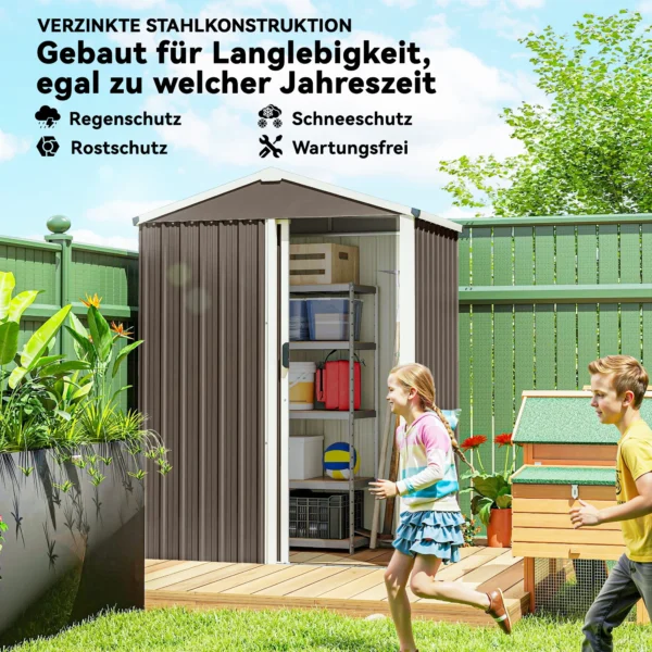 Metalen Apparatenhuis 1,1 M², Gereedschapsschuur Met Zadeldak Afsluitbare Schuifdeur Handschoenen, 136 X 87 X 179 Cm