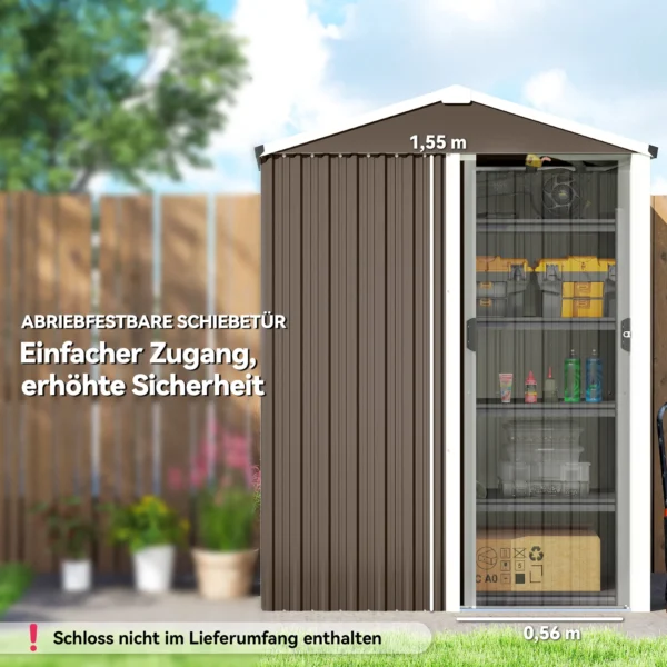 Metalen Apparatenhuis 1,1 M², Gereedschapsschuur Met Zadeldak Afsluitbare Schuifdeur Handschoenen, 136 X 87 X 179 Cm