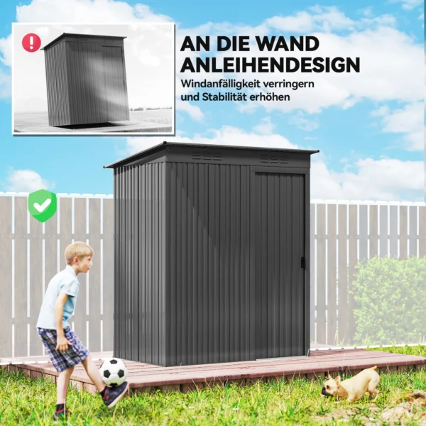 Metalen Gereedschapshuis 1,37 M², Gereedschapsschuur Met Moeiteloze Montage Zadeldak Schuifdeur Ventilatie Handschoenen