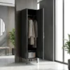 Metalen Locker Met Afsluitbare Deur En Kledingstang, Enkele Stalen Locker Voor Thuis Of Kantoor, Zwart