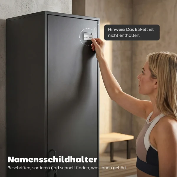 Metalen Locker Met Afsluitbare Deur En Kledingstang, Enkele Stalen Locker Voor Thuis Of Kantoor, Zwart