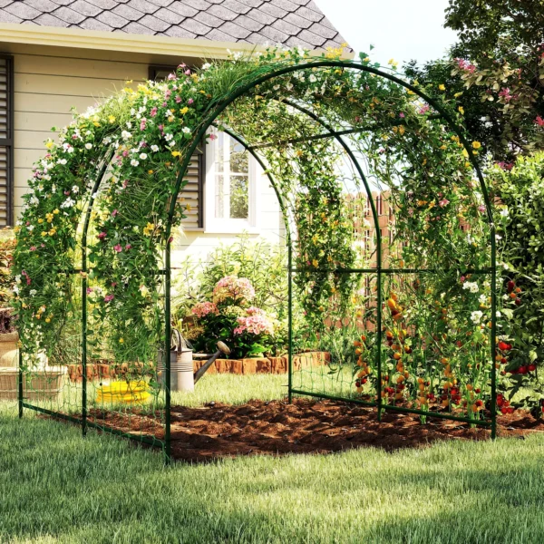 Metalen Rankrooster Om Te Steken Roestvrij Klimhulp Gebogen Komkommer Espalier 210 X 250 X 216 Cm Donkergroen