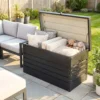 Metalen Tuinbox 350L Kussenbox Met Dubbelwandige Deksel 120 X 61 X 62 Cm Waterdicht Afsluitbaar Grijs