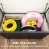 Metalen Tuinbox 350L Kussenbox Met Dubbelwandige Deksel 120 X 61 X 62 Cm Waterdicht Afsluitbaar Grijs